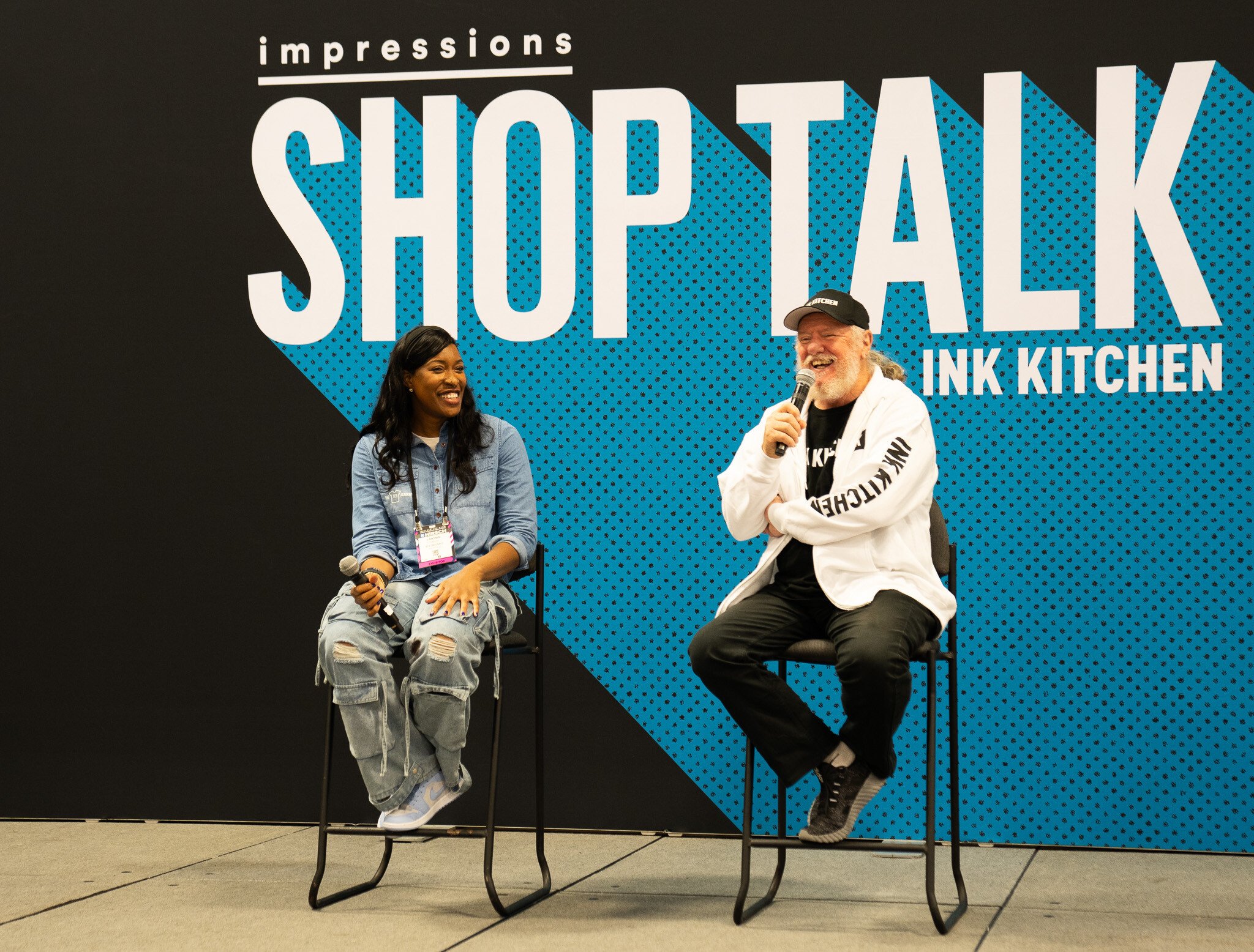 Tee being interviewed by Rick Roth of Ink Kitchen